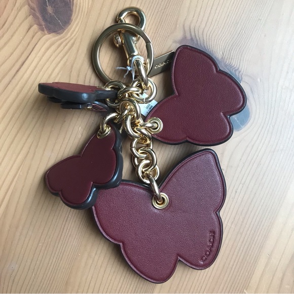 🦋Coach Butterfly Cluster Bag Charm Im/Boysenberry Multi - Picture 6 of 8